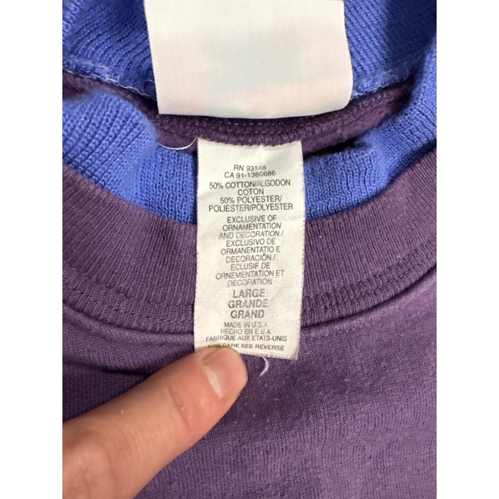 Morning Sun Vintage 90s Scenic Tree Sweatshirt Purple USA Nature AOP Mens L - Picture 4 of 7